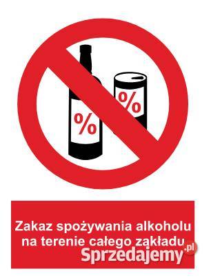 Naklejka BHP Zakaz spożywania alkoholu na sprzedam