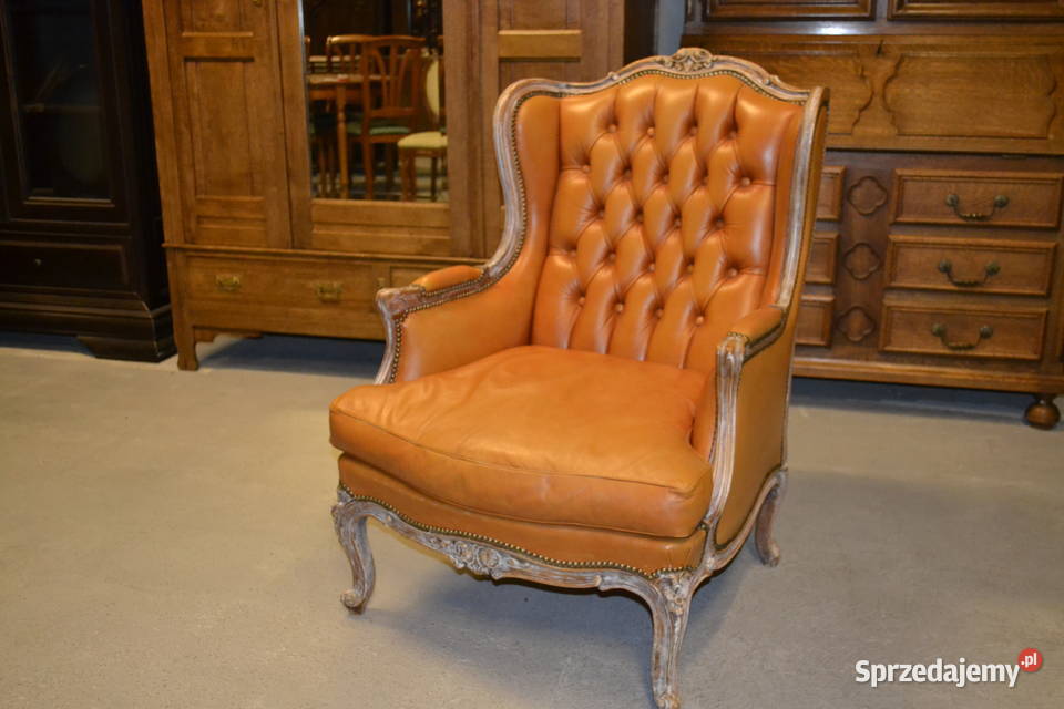 fotel ludwikowski skóra pikowania Będzin