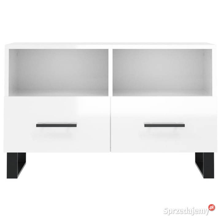 Szafka pod TV biała wysoki połysk 80x36x50