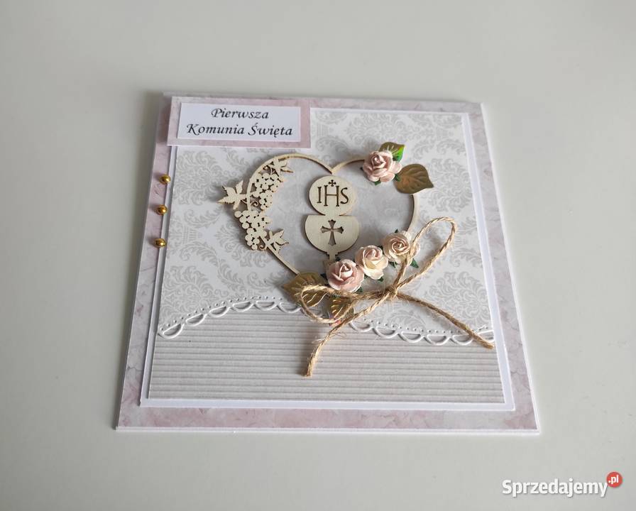 Kartka ręcznie robiona Komunia Święta handmade Łódź