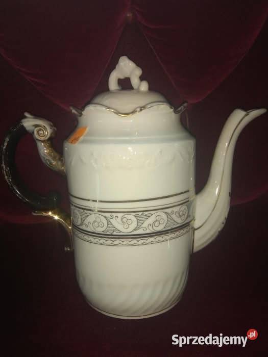 Duży dzbanek do kawy Złocenia i czarna emaila