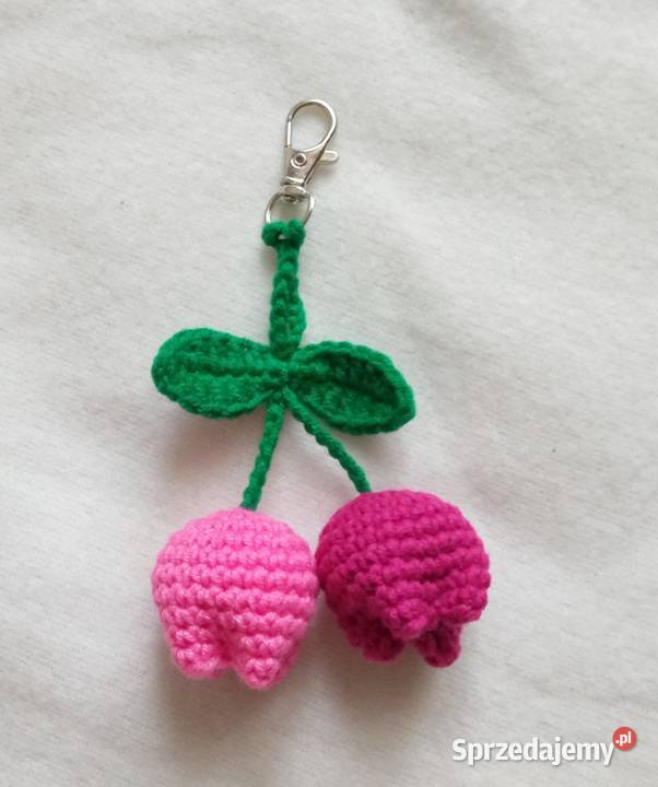 Tulipany wykonane na szydełku brelok Łask sprzedam