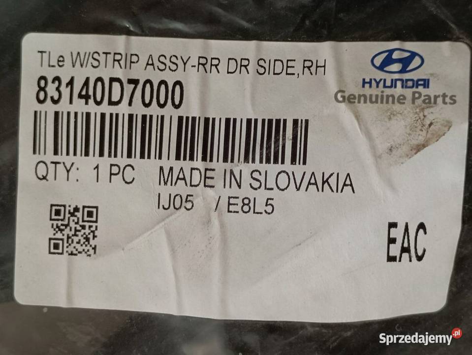 HYUNDAI TUCSON 3 III USZCZELKA DRZWI PRAWY TYŁ osobowe Pleszew