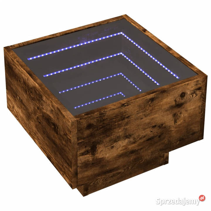 Stolik boczny z LED dąb opalany 40x40x30 Meble Warszawa