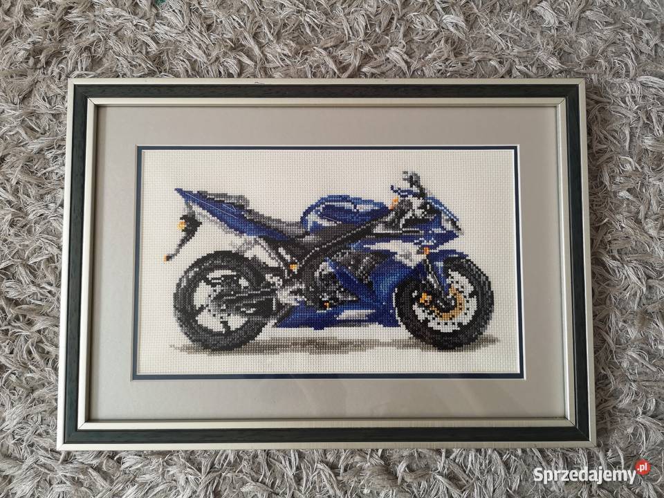 Zestaw obrazów haftowanych Motory Handmade Rękodzieło Otrębusy