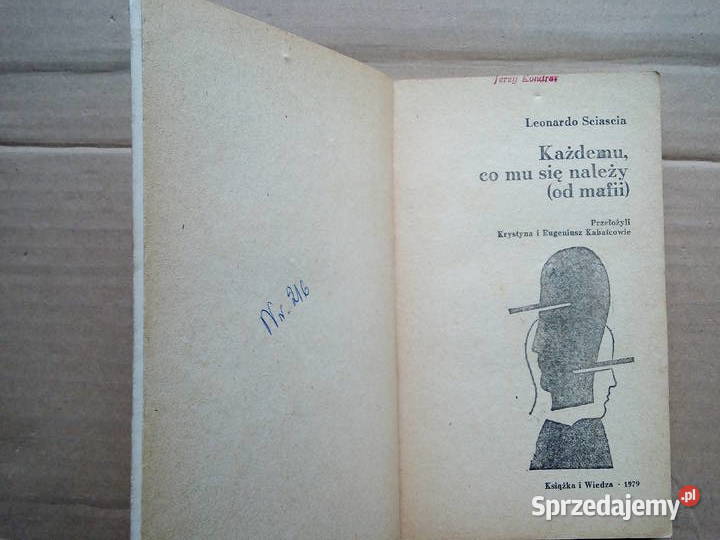 Każdemu co mu się należy mafii Leonardo Sciascia Rok produkcji 1979 Sokółka