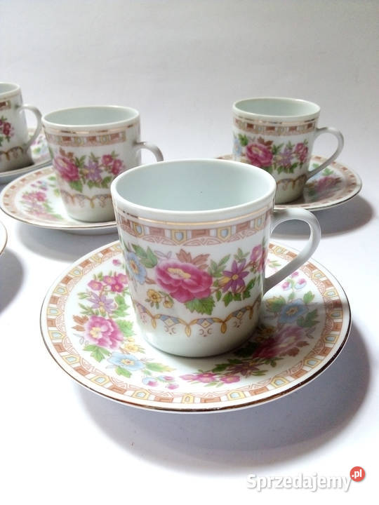 5 chińskich filiżanek espresso ze spodeczkami