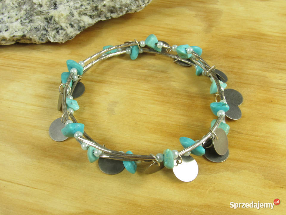 Bransoletka z turkusowym howlitem zawieszkami i Katowice