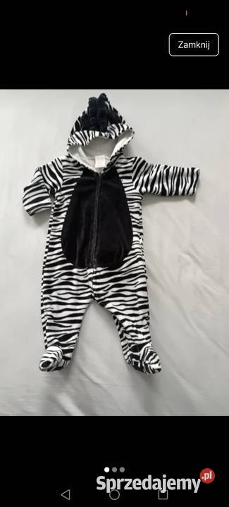 Piżama jednoczęściowa pajacyk niemowlęcy zebra