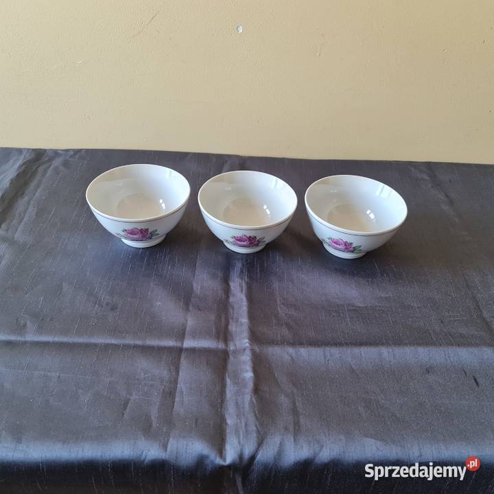 3 miseczki z porcelany PRL Warszawa