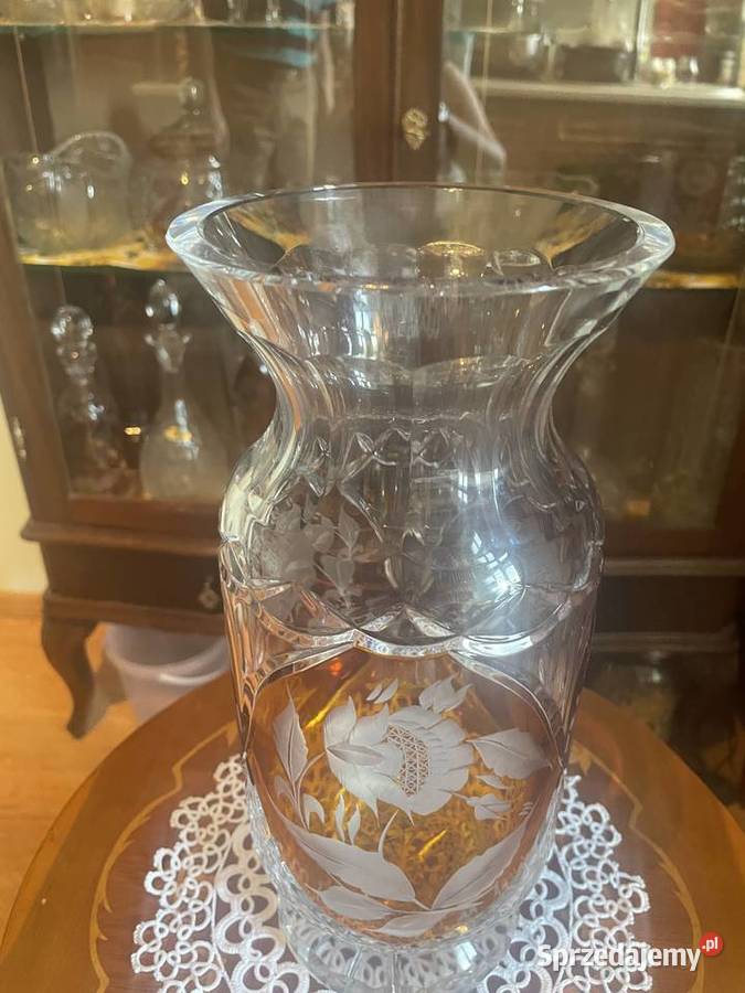 Kryształ wazon palony 3 pola grawerowany na