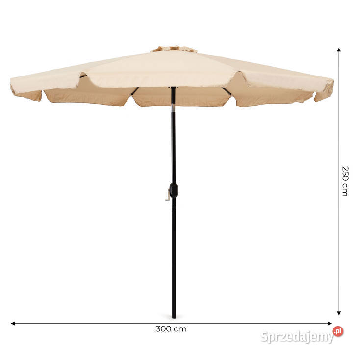 Parasol ogrodowy duży 3 m skośny łamany z korbą