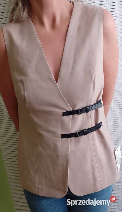40L ASOS Beżowa kamizelka biznesowa z zapięciem