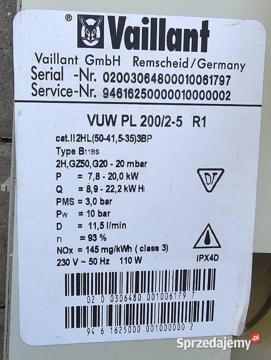 Vaillant VUW 200 25 R1 Nowy Tomyśl