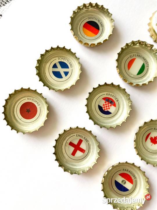 Kapsle Piwa Bitburger Premium flagi Mistrzostwa Birofilistyka wielkopolskie Ostrów Wielkopolski
