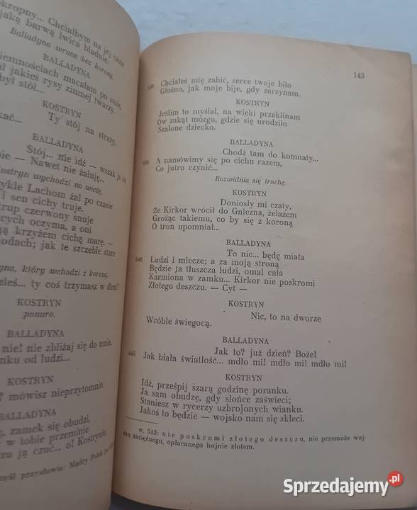 Juliusz Słowacki Balladyna Wyd MKot Kraków 1948 Antykwariat sprzedam