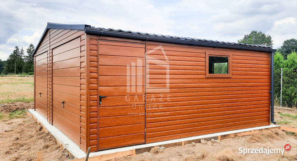 GARAŻ BLASZANY 7m x 6m dwuspadowy 2x Brama drzwi sprzedam