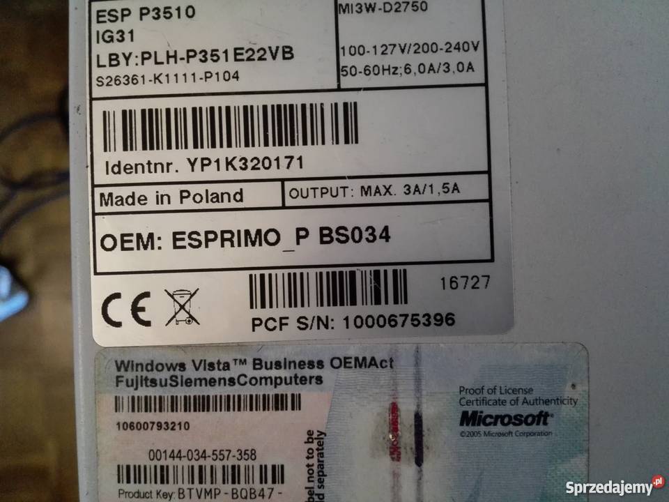 Zestaw komputerowy FujitsuSiemens 2x22GHz 2GB Poznań