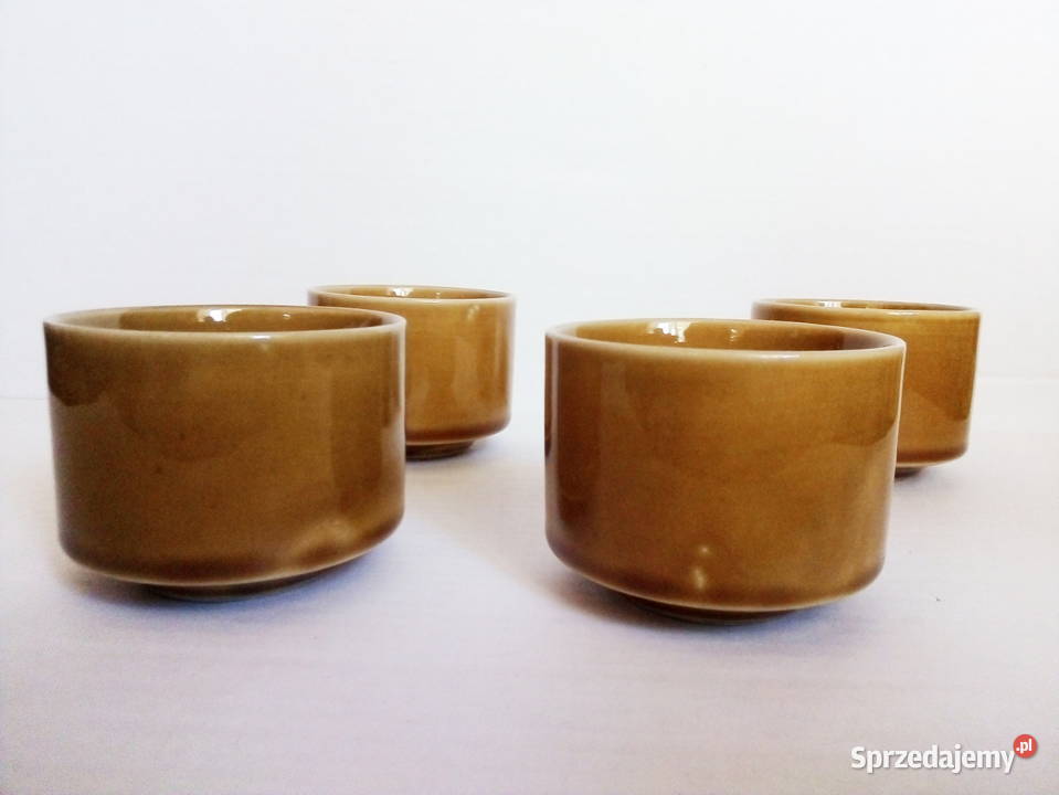 4 miodowe miseczki Mirostowice vintage PRL śląskie Częstochowa