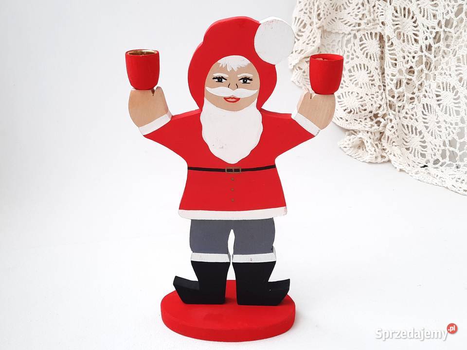 Stary drewniany świecznik Szwecja Łódź