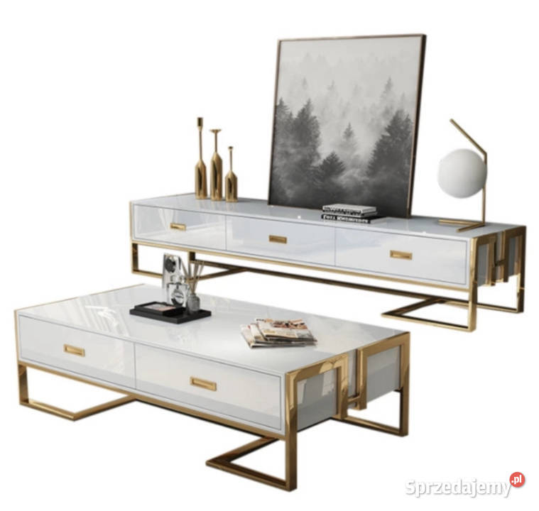 Szafka rtv złota nowojorska Exclusive White RTV Golkowice sprzedam