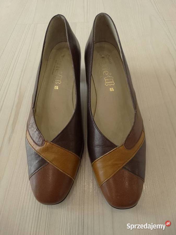 Buty Skórzane Półbuty Czółenka na Słupku Łomża