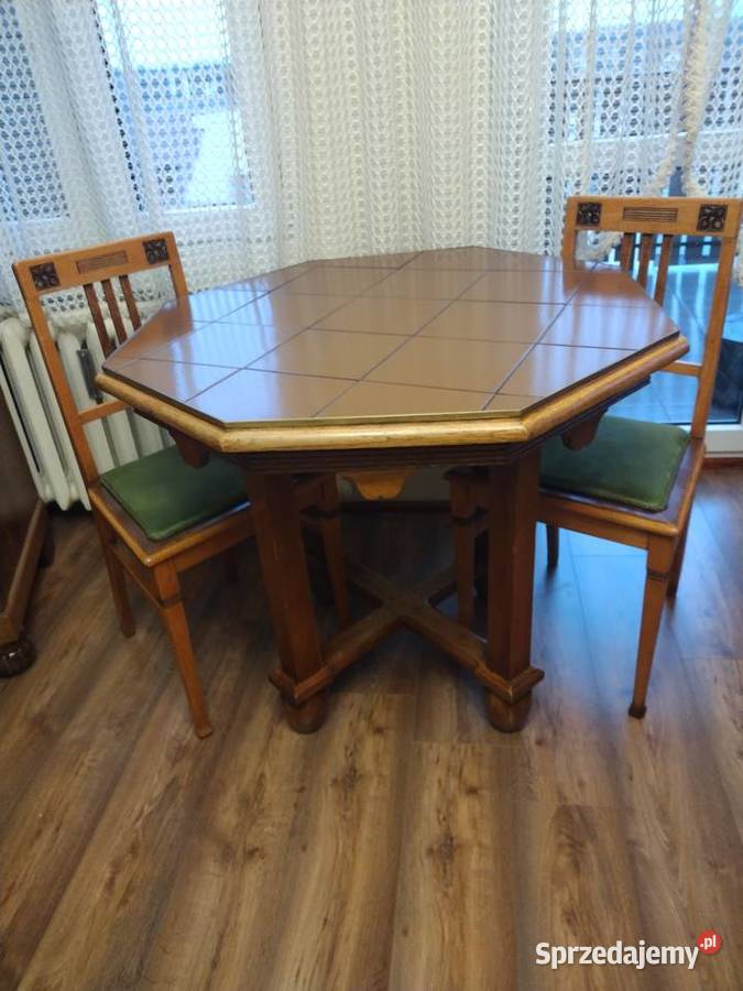 Stary dębowy stół + dwa krzesła