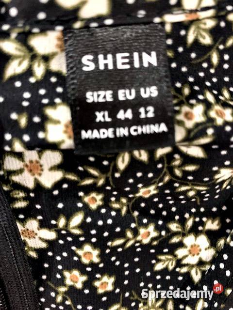 shein sukienka rozkloszowana kwiaty groszki hit