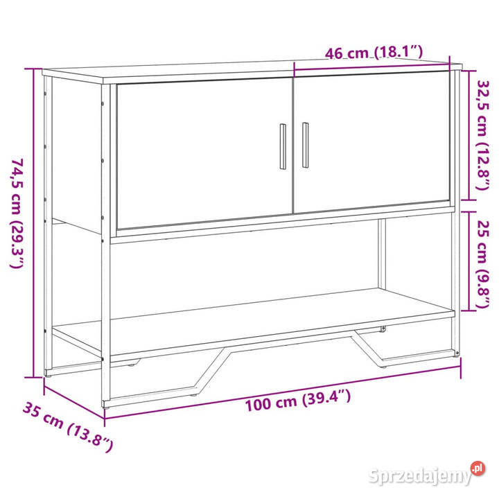 Stolik konsolowy brązowy dąb 100x35x745 WM848538 Warszawa sprzedam