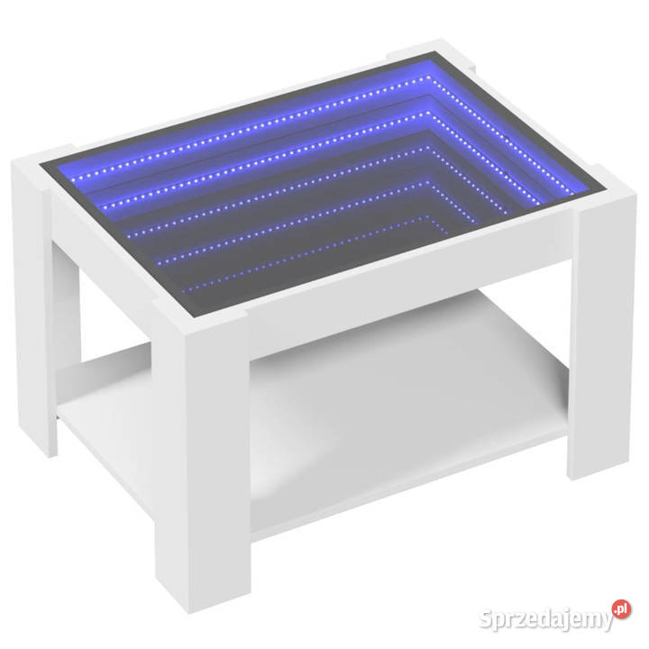 Stolik kawowy z LED biały 73x53x45 materiał Warszawa