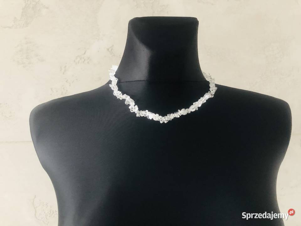 NOWE Korale koraliki kamienie białe srebrne