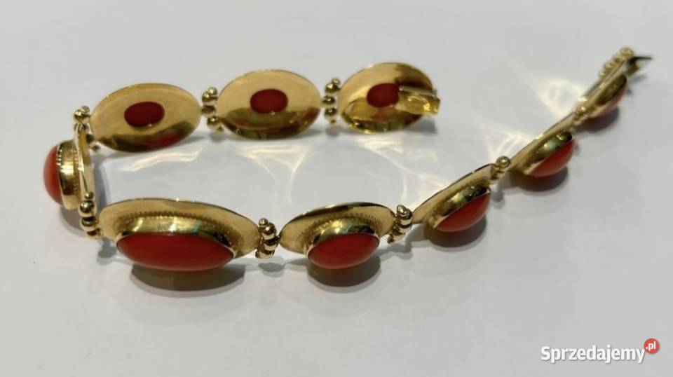 Złota bransoletka z koralem 18k Zakopane