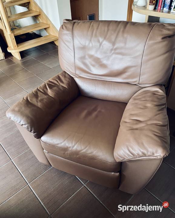Fotel Rozkładany Relax Bujany Skóra Kolor