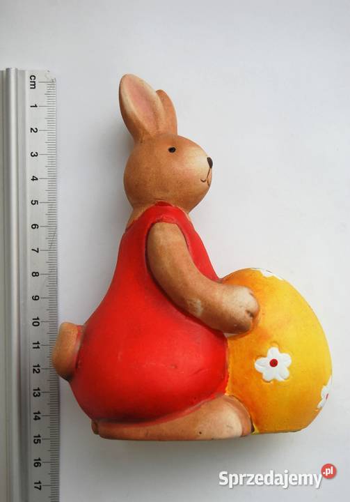 Zając wielkanocny z pisanką figurka ceramika wielokolorowy Dekoracje i ozdoby Lublin
