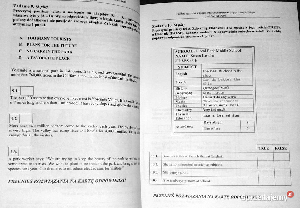 Egzamin Gimnazjalny Język angielski Oryginalne Rok wydania 2011 Chełm sprzedam