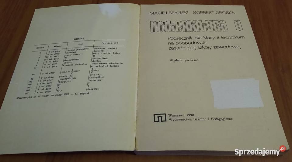 Matematyka Podręcznik klasy 2 TECHNIKUM Maciej matematyka sprzedam