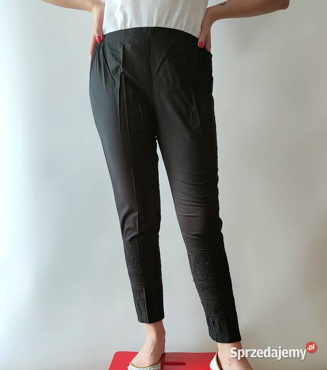 Indyjskie spodnie cygaretki czarne S 36 M 38 Szczecin