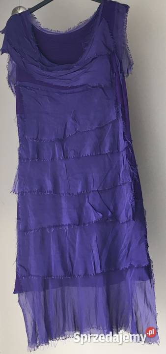 Sukienka mini jedwab naturalny falbany 5 kolory szary/srebrny podlaskie