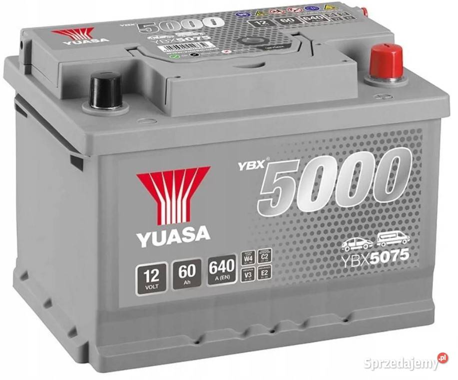 Akumulator Yuasa Silver 12V 60Ah 640A Prawy Plus Nowy Dwór Gdański