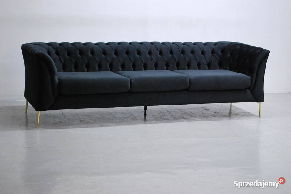 SBJ DESIGN WIELKA SOFA 3 kanapa czarny welur 80cm Poznań