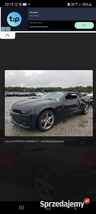 Sprzedam camaro cabrio 2013 36 czarny automat Bydgoszcz