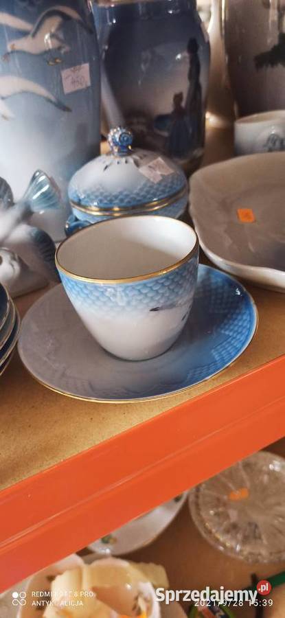 Filiżanka na podstawce Z mewami Royal Copenhagen pomorskie