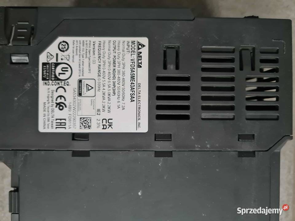 Falownik 22 kw Delta VFD5A5ME43AFSAA Pozostałe Bratoszewice