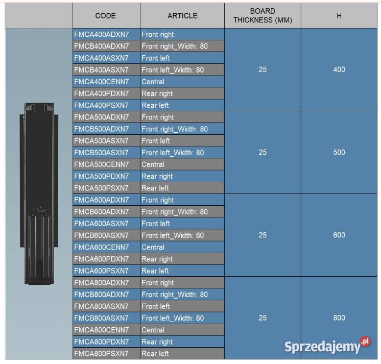 Słupek wypinany do burty 800mm przód lewy G38W Przysieka Polska sprzedam