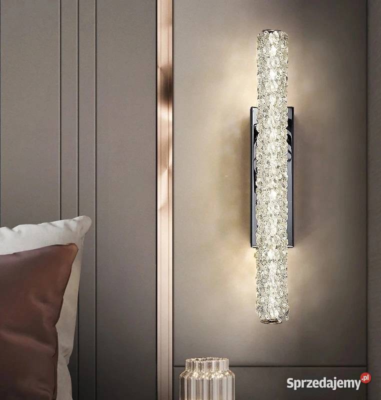 Kinkiet kryształowy srebrny nowoczesny lampa
