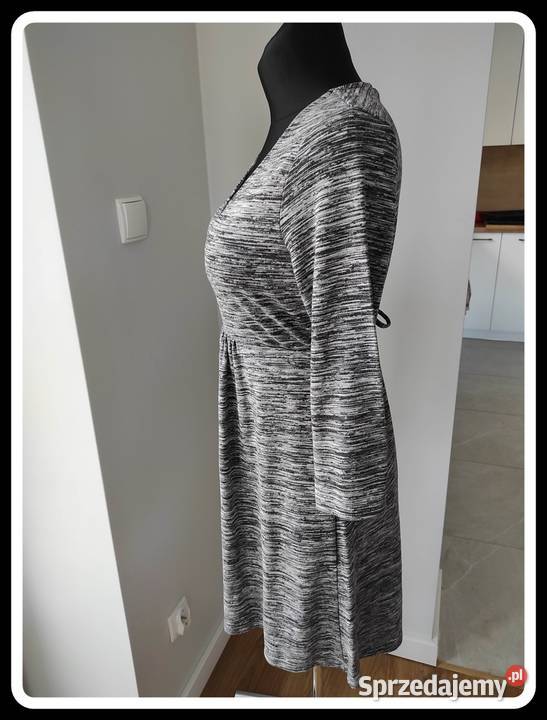 Szara sukienka z wiązaniem 42 XL TU Moda i Styl Płock