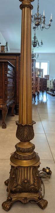 Piękna lampa podłogowa mosiądzdrewnosklep Antyki, Sztuka, Kolekcje Dąbrowa Górnicza