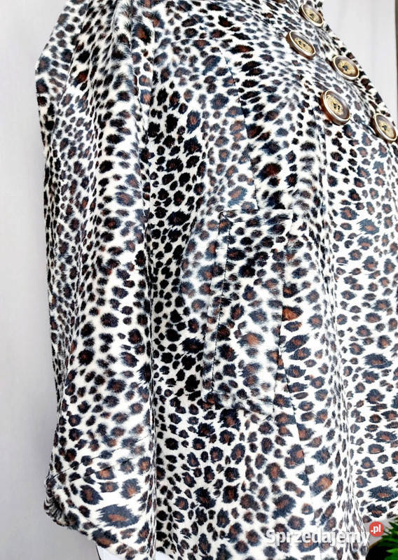 Płaszcz dwurzędowy futerko panterka animal print Rozmiar 34(XS) Złoczew
