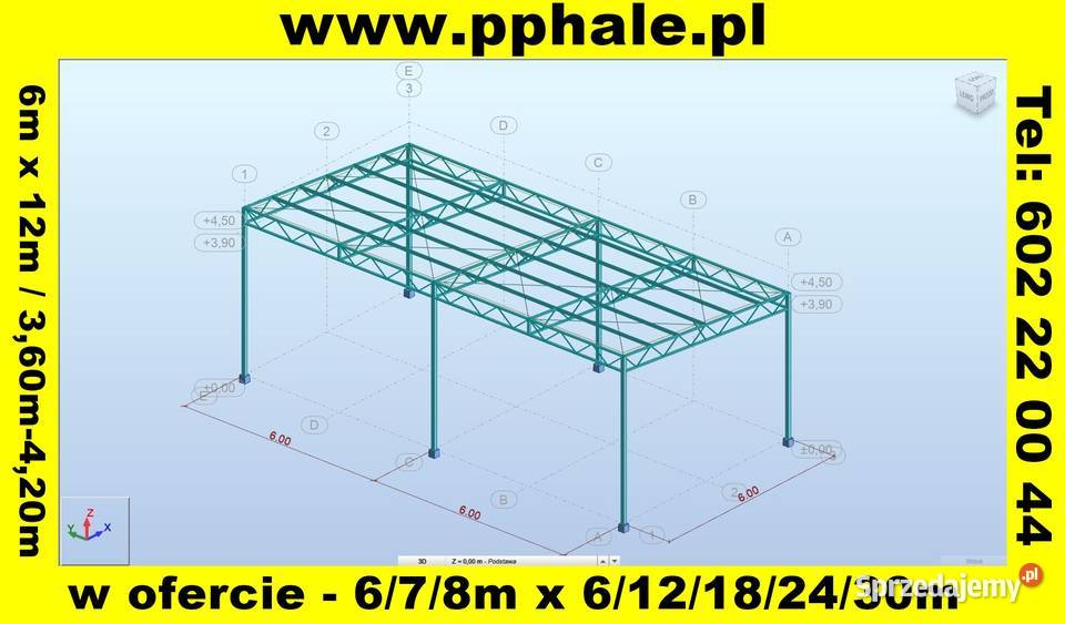 Konstrukcja Stalowa Dwuspadowa 7m x 12m 7x12 Rawa Mazowiecka