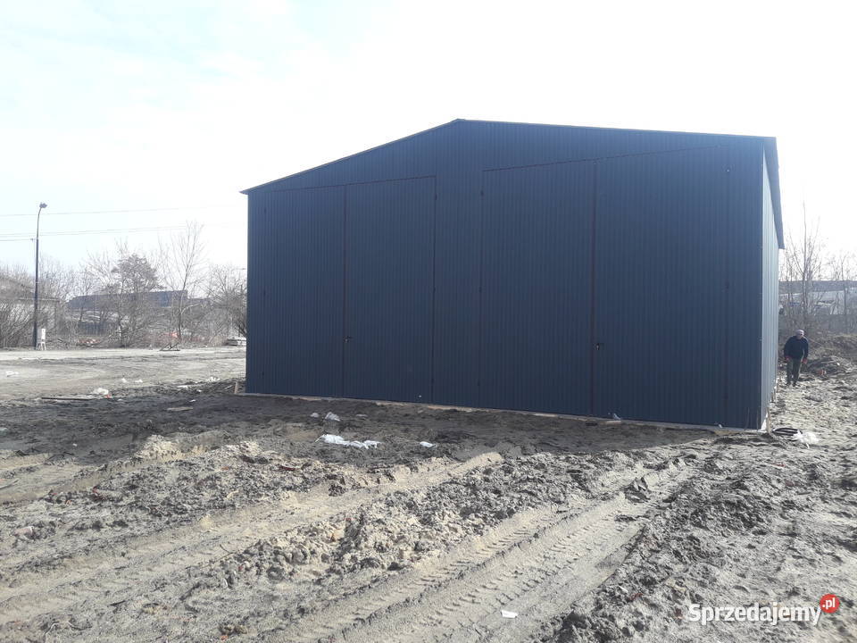 Grafitowy Garaż Blaszany 8x9m Magazyn Hala Kamieniec Ząbkowicki
